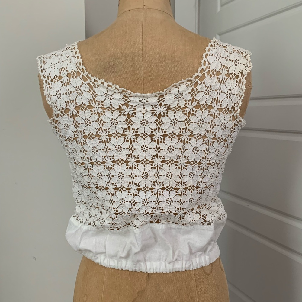 📌 Antique vintage lace handmade crop top cottage core S